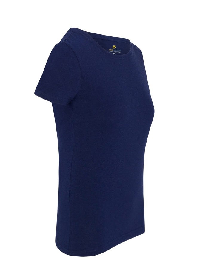 ناتشورال يونيفورمز تيشيرت نسائي بأكمام قصيرة ورقبة دائرية من ناتشورال يونيفورمز، يُلبس تحت الزي الطبي (أزرق داكن حقيقي، مقاس صغير) - Image 5